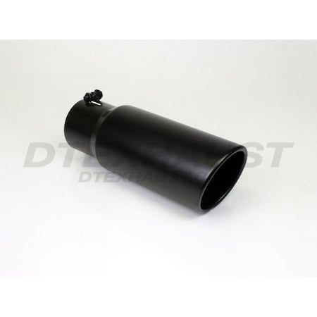 Different Trends BLACK POWDER COATED 6IN ROLLED SLANT 15IN BOLT ON BLK EXHAUST TIP 4.00 BQ9-406015RBK
