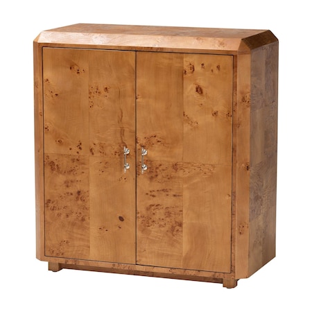 Bali & Pari Valora Modern and Contemporary Natural Mappa Real Burl Wood 2-Door Console Cabinet 249-13927-ZORO