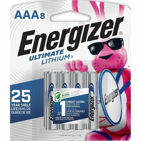 Energizer Lithium (Li) Battery, AAA 8 PK L92SBP-8