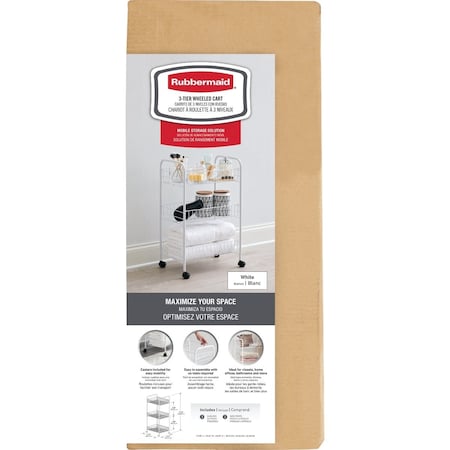 Rubbermaid White 3-Tier Wheeled Storage Cart 2149484