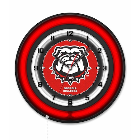 Holland Bar Stool University of Georgia Bulldog 19 Double Neon Wall Clock Clk19BK