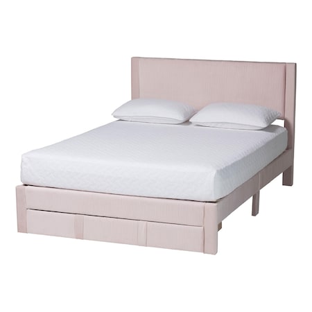 Baxton Studio Elora Modern Light Pink Pleated Velvet Queen Size Storage Bed 255-13812-ZORO