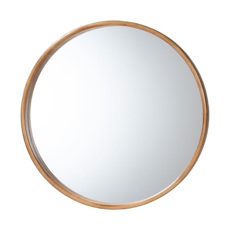 Baxton Studio Tazara Japandi Natural Round Accent Wall Mirror 247-13724-ZORO