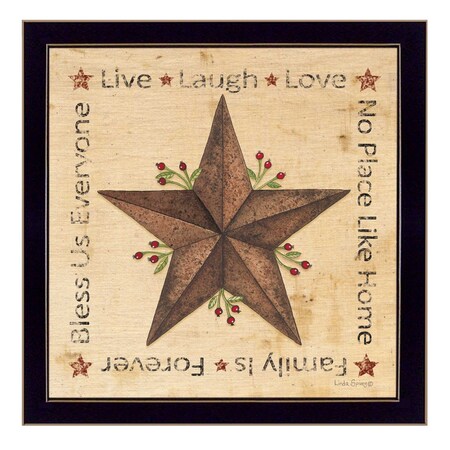 Homeroots Live Laugh Love Barn Star Black Framed Print Wall Art 405144