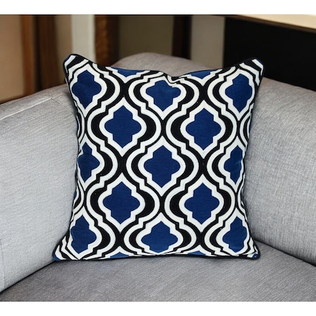 Homeroots 20" Blue and White Geometric Cotton Throw Pillow 529288