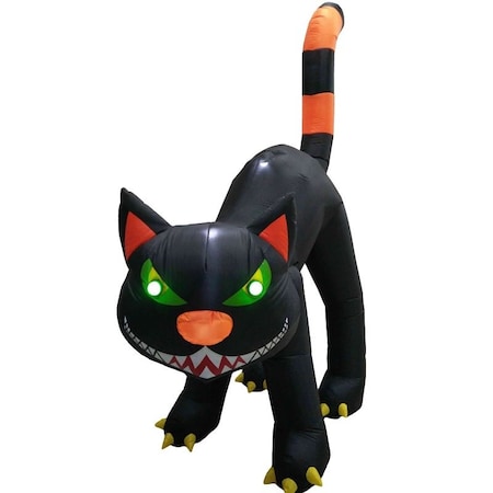 Hometown Holidays Inflatable Black Cat, 10 ft H, Nylon, Black, LED Bulb 90503
