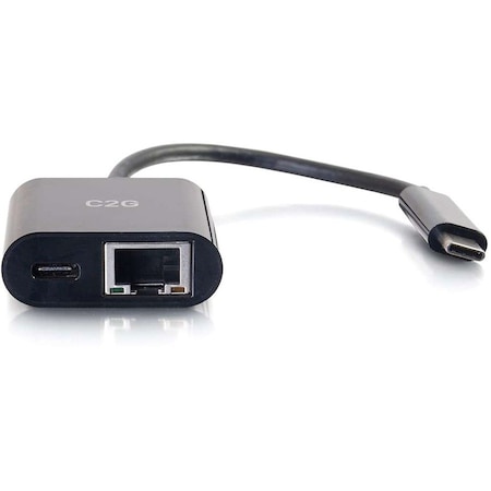 C2G USB C to Ethernet Multiport Adapter - Up to 60W PD - USB Type-C - Black 29749