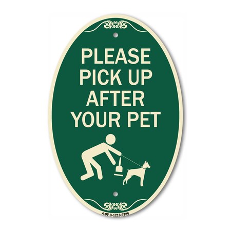 Signmission Please Pick Up After Your Pet Green & Tan, 12 Inch X 18 Inch Designer, Heavy Gauge Aluminum A-OV-G-1218-9786