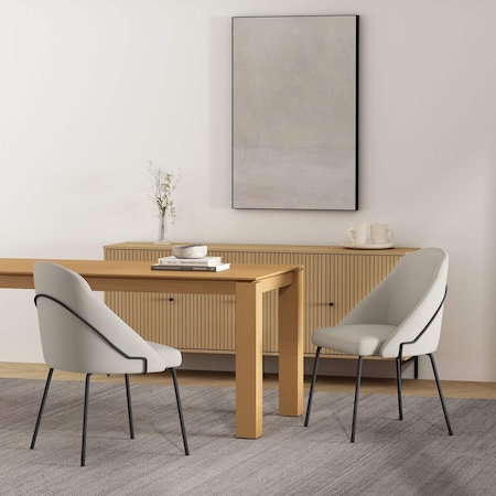 Manhattan Comfort Gracie Dining Chair in Stone and Black - Set of 2 2-DC100-BST