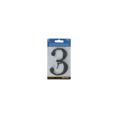 Hillman Number Distinctions 4" Bronze Zinc Die-Cast Screw-On 3 843243