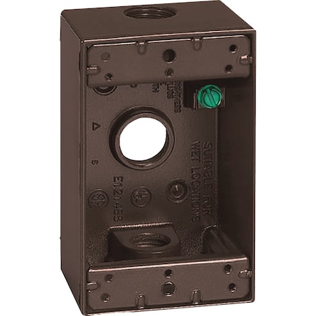 Southwire Single Gang 1/2'' 3-Hole Bronze Weatherproof Junction Box WB1350B-UPC