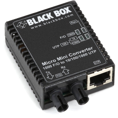 Black Box Black Box Media Converter, Ethernet to Fiber, 10/100/1000 Mbps LMC4001A
