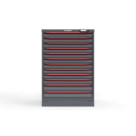 Strong Hold 12 drawer cabinet - (10x 2ft, 2x 3ft) - Red accents - Electronic Lock S3044-PPRAS-1202DS
