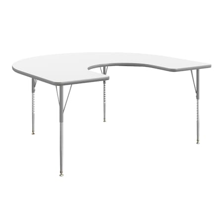 Flash Furniture Commercial Adjustable Height Horseshoe Activity Table-Standard Legs in White XU-A6066-HRSE-WHT-T-A-GG