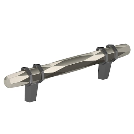 Amerock London 3-3/4 in 96 mm Center-to-Center Polished Nickel/Black Chrome Cabinet Pull BP36648PNBCR