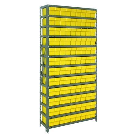 Quantum Storage Systems 13 SHELF OPEN UNIT W/108 YELLOW BINS 1275-501YL