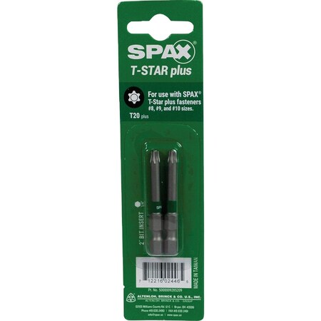 Spax 2'' T20 Plus Screwdriver Bit, 2PK 5000009285209