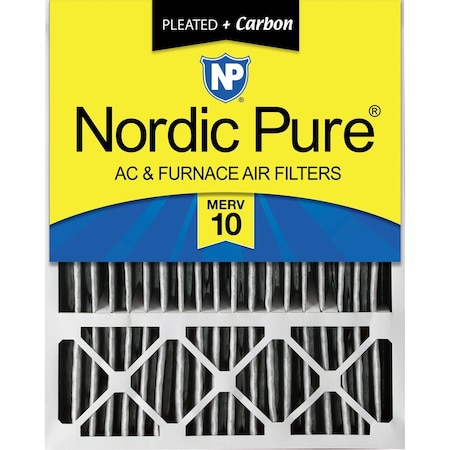 Nordic Pure 20x25x5 Plus Carbon Pleated Air Filter, High Capacity, MERV 10 20x25x5HPM10C-1
