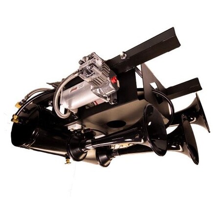 Kleinn Air HORN COMPRESSOR Single Tone; Round Trumpet; Longest Trumpet 17.5 Inch Length; Black; ABS Plastic USTL-230