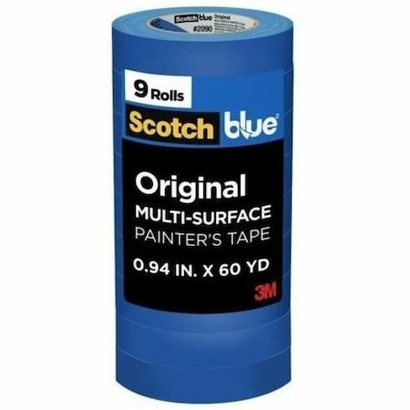 3M Painter's Tape, 24 mm W x 55 m L, 5.4 mil Thick, Blue, Acrylic Adhesive, 9 PK 2090-24AP9