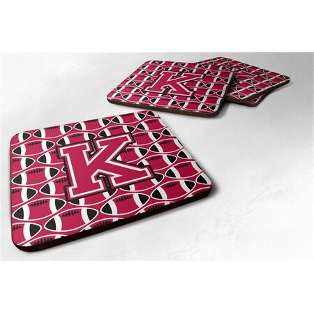 Carolines Treasures Letter K Football Crimson and White Foam Coaster, Set of 4 CJ1079-KFC