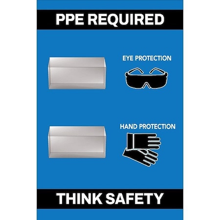 Visual Workplace PPE Shadow Board, Blue, 24 in H 30-1910-3624-P50803