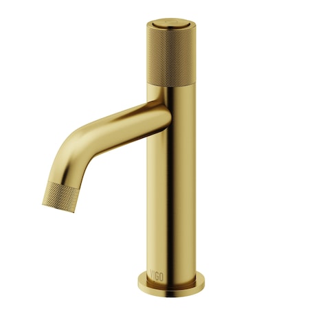 Vigo Apollo Button Operated Single-Hole Bathroom Faucet in Matte Brushed Gold VG01048MG