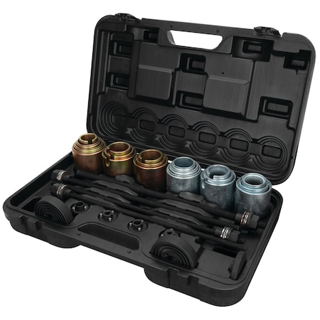 Performance Tool Manual Bushing Installer Removal Kit, 20 Cups, 4 Screws, 4 Plates W89301