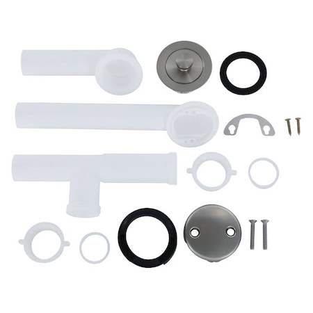 Danco Twist and Turn Tub Drain Kit, Plastic/Polypropylene, White, Brushed Nickel 12100