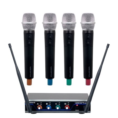Vocopro Four Channel Wireless Handheld Microphone System Mic-on-Chip Technology H4 Frequency Digital-Quad-H4