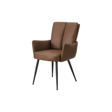 Monarch Specialties Dining Chair, 36-in. H, Upholstered, Dining Room, Kitchen, Brown Leather Look, Black Metal, 2PK I 1149