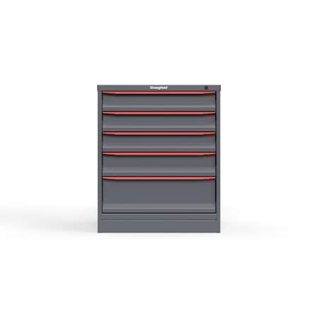Strong Hold 5 drawer cabinet - (3x 4ft, 1x 5ft, 1x 8ft) - Red accents - Keyed Different S3036-PPDAS-0501DS
