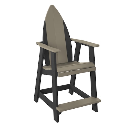 Polybird SURFBOARD NOSE BALCONY CHAIR. WEATHERWOOD AND BLACK POLYBIRD P83