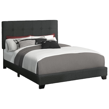 Monarch Specialties Bed, Bedroom, Frame Only, Queen Size, Upholstered, Black Boucle, Transitional I 5805Q