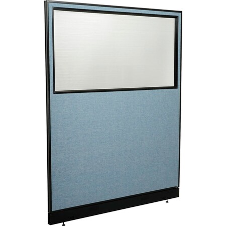 Global Industrial Interion Office Partition Panel with Partial Window and Pass-Thru Cable, 60-1/4"W x 100"H, Blue 695790WPBL
