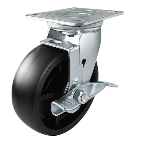 Hyw Products Heavy Duty Caster 6in Plastic Wheel, Swivel with Brake 40-60S-A1-HP-TB
