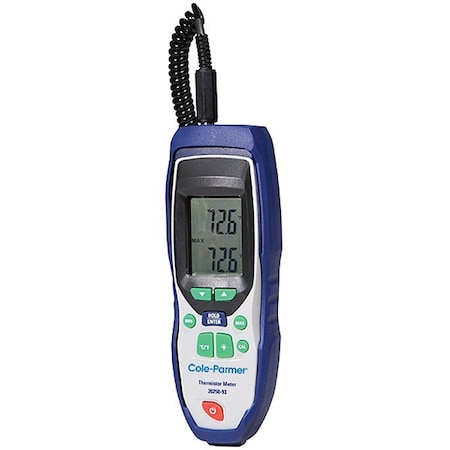 Cole-Parmer Thermometer, LCD, 5 in, Thermistor 2025093