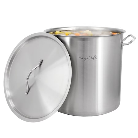 Megachef Professional Kitchen 26.4 Quart Large Round Stainless Steel Stock Pot with Lid MG-200705