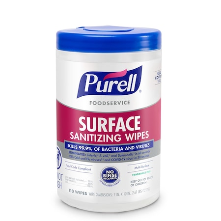 Purell Sanitizing Wipes, Canister, 110 ct Container Size, Ready to Use, Wipes, Alcohol, 6 PK 9341-06