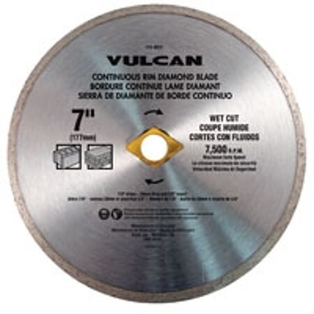 Vulcan 932971OR Continuous Diamond Blade, 7 in Dia, 7/8 in Arbor PTA250503/932971O