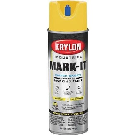 Krylon Mark-It Industrial WB APWA Utility Yellow Inverted Marking Paint 731708