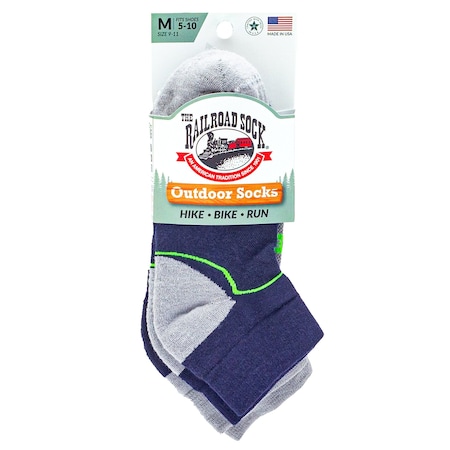 Railroad Sock Unisex Outdoor Quarter Socks, Wool/Nylon/Spandex, Grey/Lime, 5-10 W; 4-7.5 M, 2 PK OD291QULI