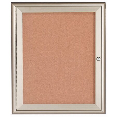 Aarco Enclosed Bulletin Board w/ Al Waterfall Style Frame, Silver, 36''Hx30''W WFC3630