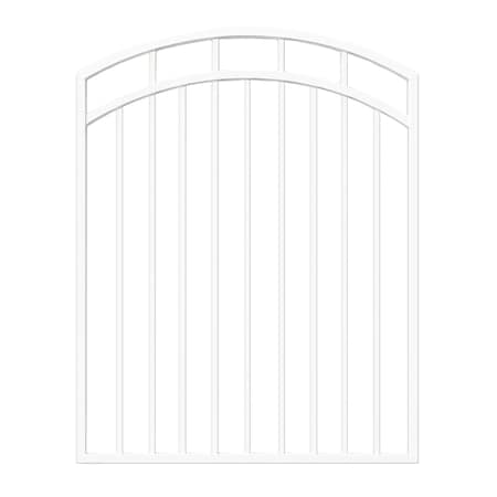 Nuvo Iron 45-in W x 56-in H Glossy Wht Benitoite Gate Arched 48-in W Opening SC Hardware W/Dbl Side Handle IBGA4556GW