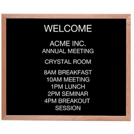 Aarco Open Faced Oak Framed Letter Board Message Center, 30''Hx36''W AOFD3036