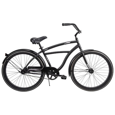 Huffy Men's Cruiser Bicycle, Mens, Aluminum Frame, Rear Coaster Brake, 26 in Dia Wheel, Matte Black 66649