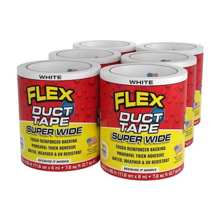 Flex Seal Flex SW Duct Tape White 4.60in x 20ft, 6PK DTWHTR4620