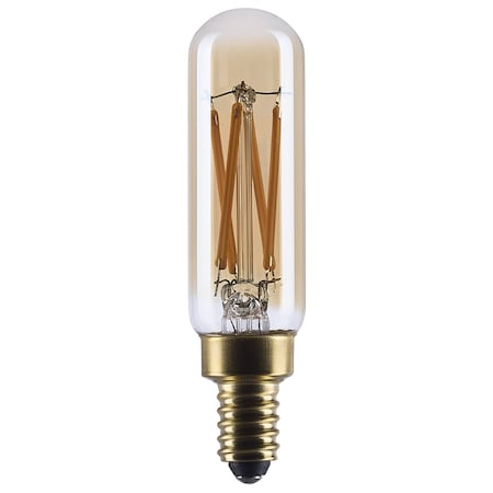 Satco 5.5 Watt T6 LED 2000K CCT Candelabra Base Clear Glass Amber Straight Filament Dimmable 120 Volt S14217