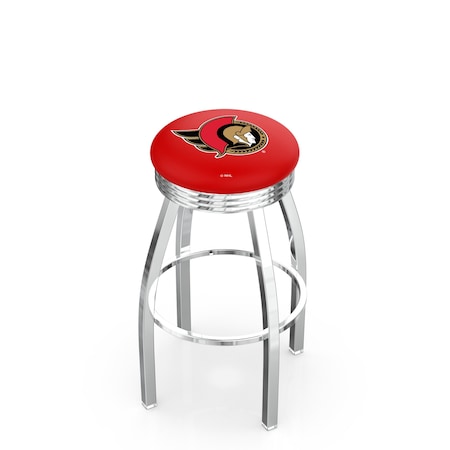 Holland Bar Stool Co 25" Chrome Ottawa Senators Swivel Bar Stool, Accent Ring L8C3C25OttSen