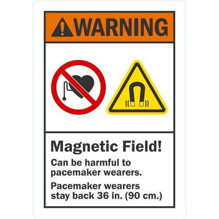 Lyle Warning Magnetic Field! Can Be Harmful To Pacemaker, 3.5x5, Non-Reflective, White G-14607-ND_3.5x5